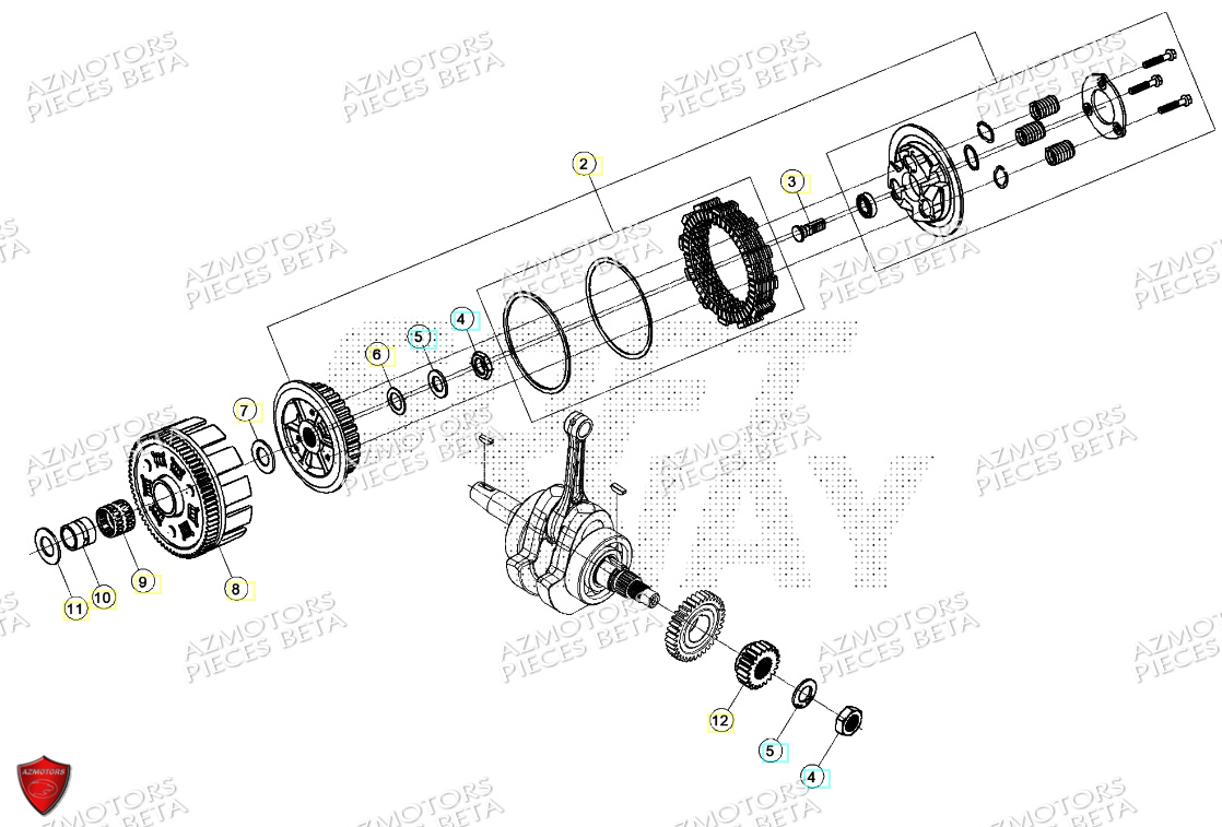 Embrayage AZMOTORS PiÃ¨ces Beta ENDURO RR 125 4T T 2023