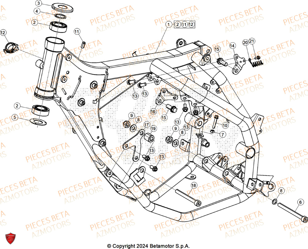 Chassis AZMOTORS PiÃ¨ces Beta ENDURO RR 125 4T T 2024