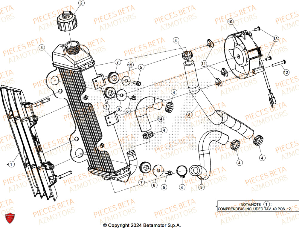 Refroidissement AZMOTORS PiÃ¨ces Beta ENDURO RR 125 4T T 2024