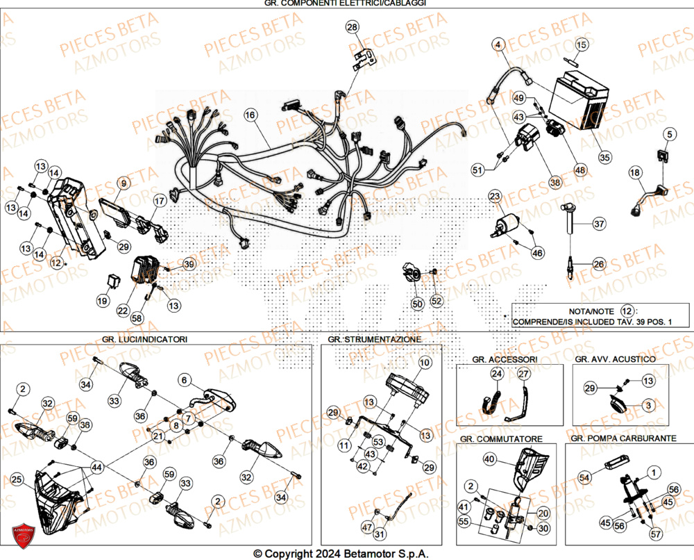 Equipement Electrique AZMOTORS PiÃ¨ces Beta ENDURO RR 125 4T T 2025
