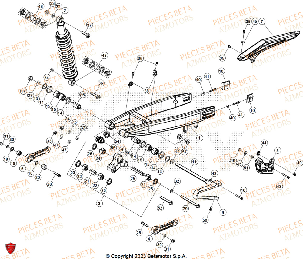 Bras Oscillant AZMOTORS PiÃ¨ces Beta ENDURO RR 125 4T T X 2025