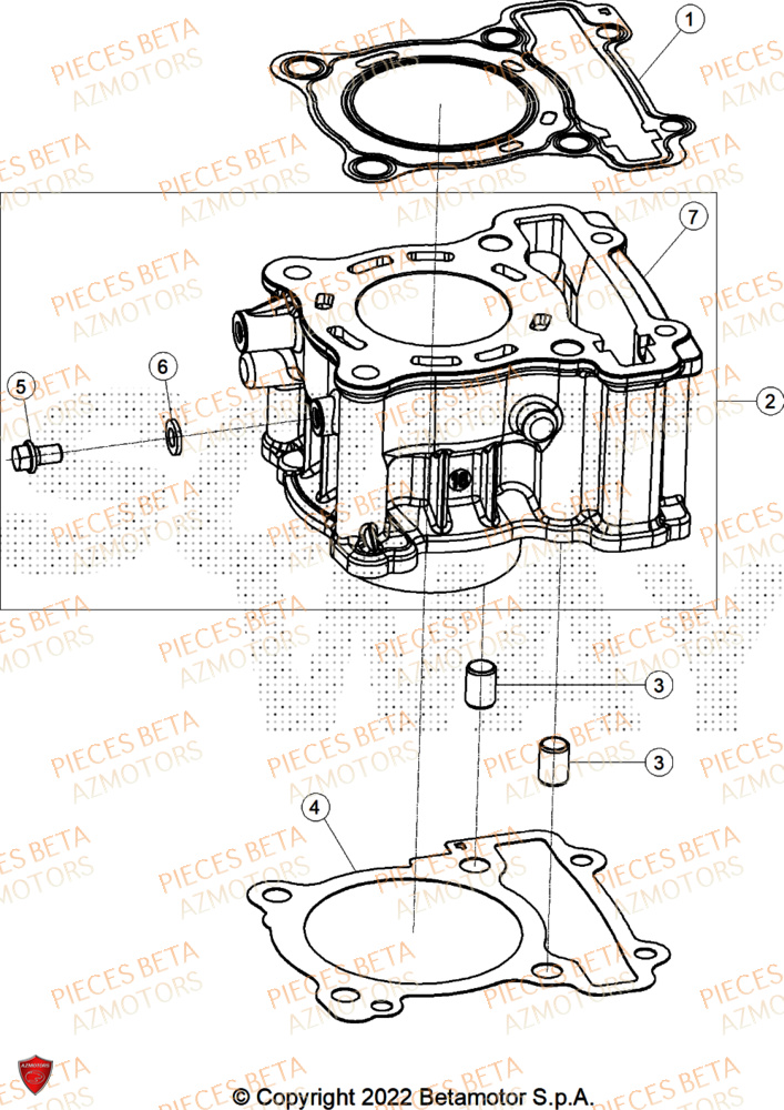 Cylindre AZMOTORS PiÃ¨ces Beta ENDURO RR 125 4T T X GREY 2024