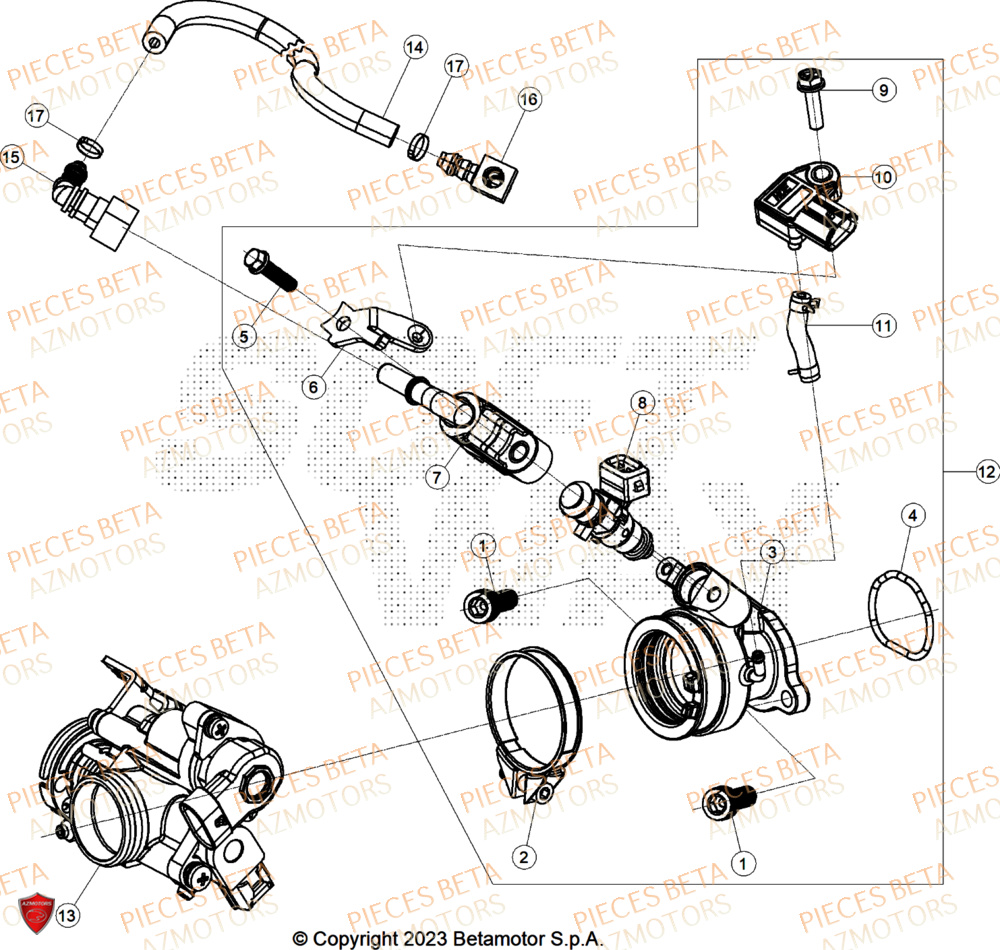 Injection AZMOTORS PiÃ¨ces Beta ENDURO RR 125 4T T X GREY 2024