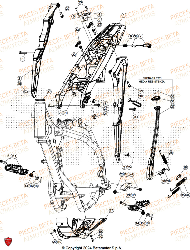 Accessoires Du Chassis AZMOTORS PiÃ¨ces Beta RR 125 2T RACE - 2025