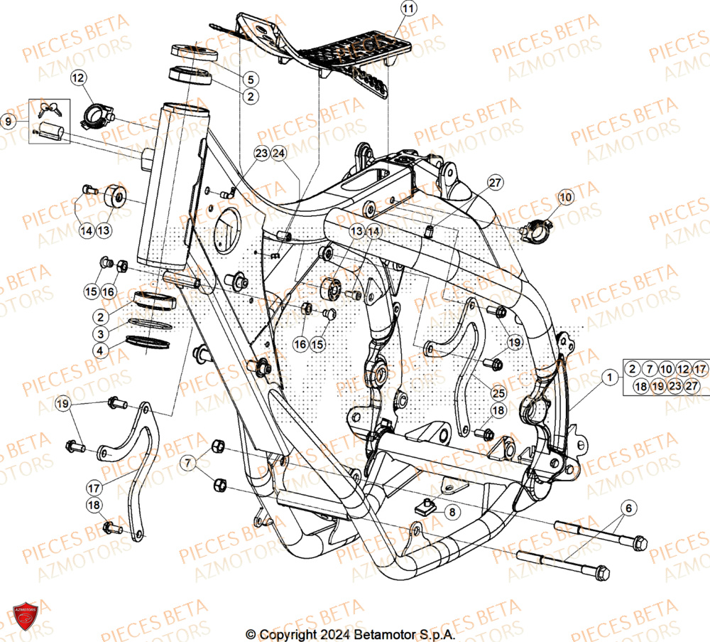 Chassis AZMOTORS PiÃ¨ces Beta RR 125 2T RACE - 2025
