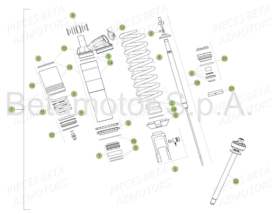 RESSORT K 4,8 N/MM BETA pour AMORTISSEUR DETAIL de RR 125 RACING 2T 19