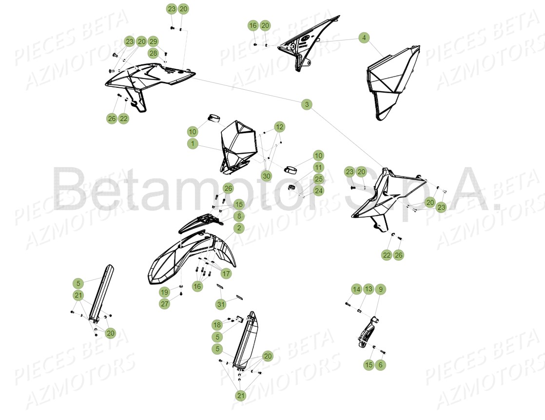 APPUI AILE - BETA pour CARENAGES-AVANT de RR 125 RACING 2T 19