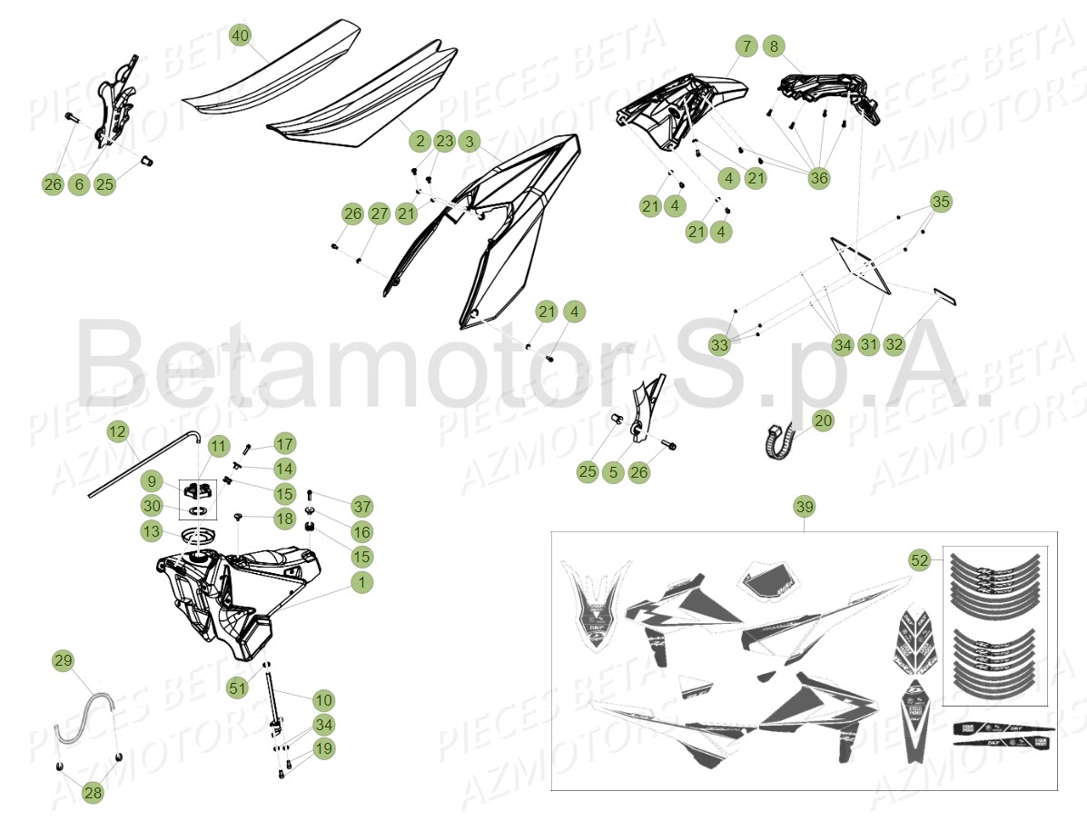 Carenages Reservoir Selle AZMOTORS PiÃ¨ces RR 125 RACING 2T - 2019