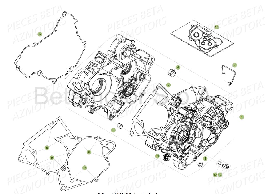 Carter Moteur AZMOTORS PiÃ¨ces RR 125 RACING 2T - 2019