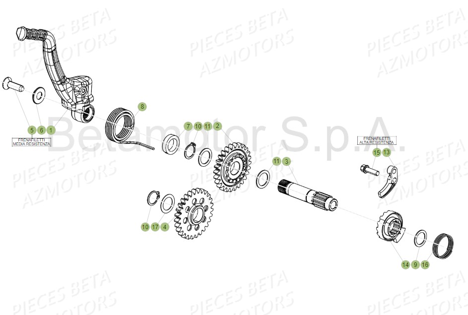 Kick Starter AZMOTORS PiÃ¨ces RR 125 RACING 2T - 2019