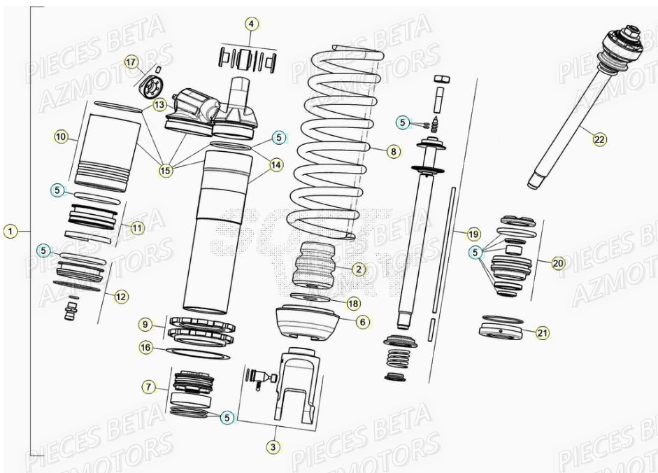 RESSORT K 4,8 N/MM BETA pour AMORTISSEUR de RR 125 RACING 2T 20