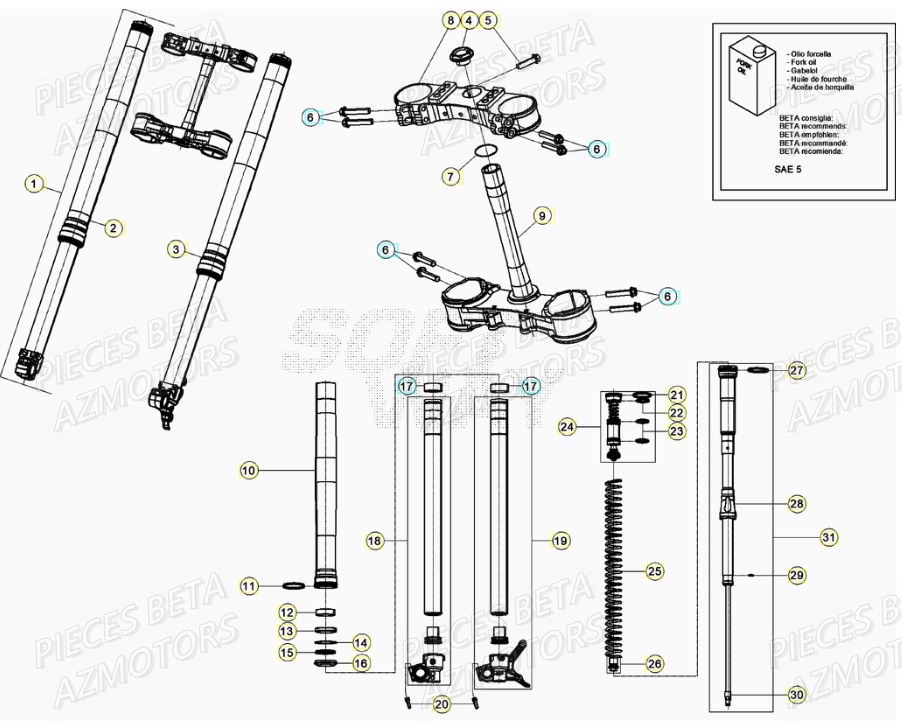 Fourche AZMOTORS PiÃ¨ces RR 125 RACING 2T - 2020