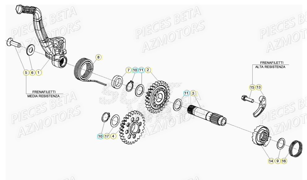 Kick Starter AZMOTORS PiÃ¨ces RR 125 RACING 2T - 2020