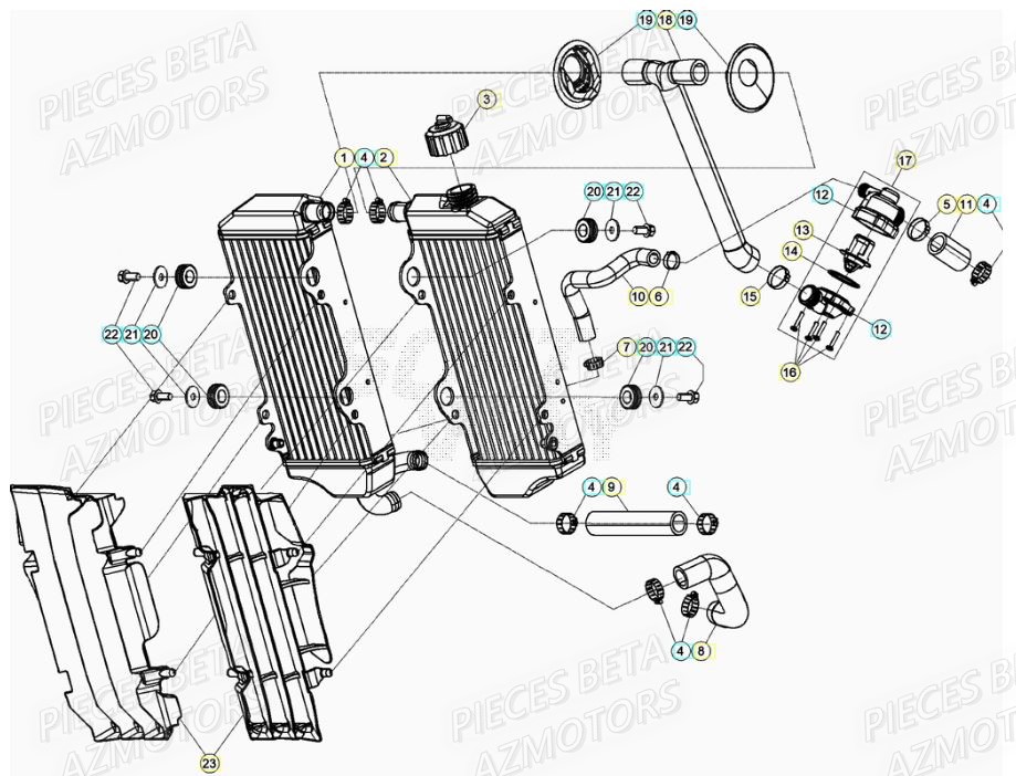 Radiateur AZMOTORS PiÃ¨ces RR 125 RACING 2T - 2020
