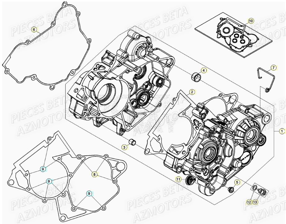 Carter Moteur AZMOTORS PiÃ¨ces RR 125 RACING 2T - 2021