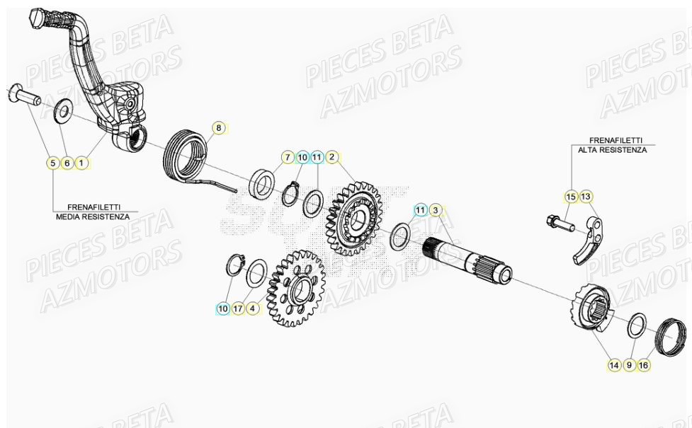 Kick Starter AZMOTORS PiÃ¨ces RR 125 RACING 2T - 2021
