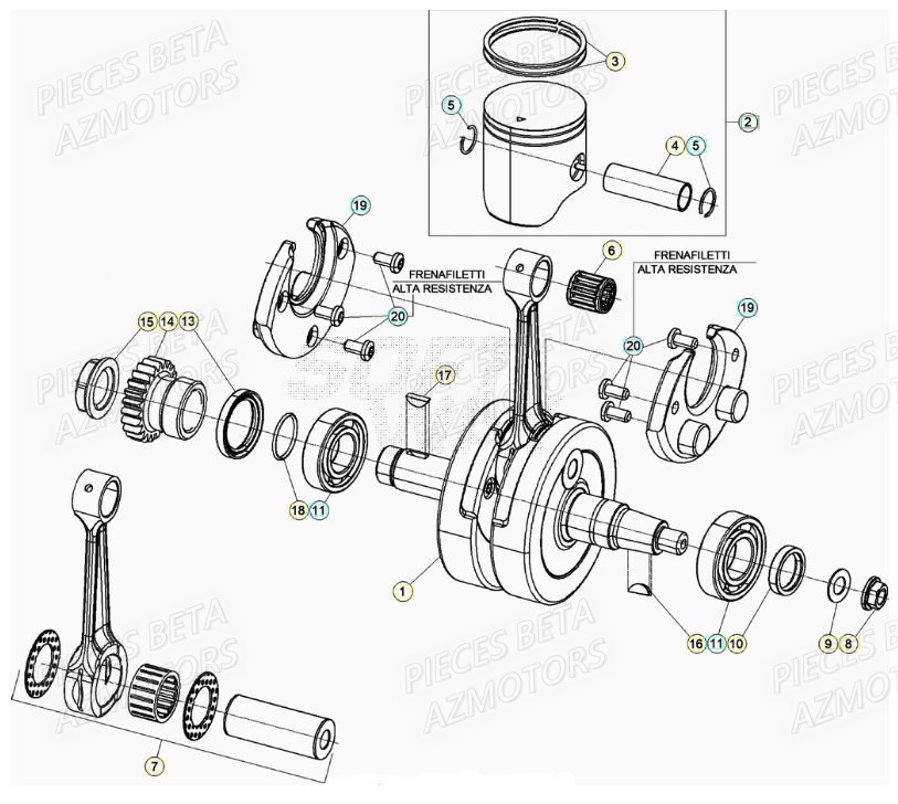 Vilebrequin AZMOTORS PiÃ¨ces RR 125 RACING 2T - 2021