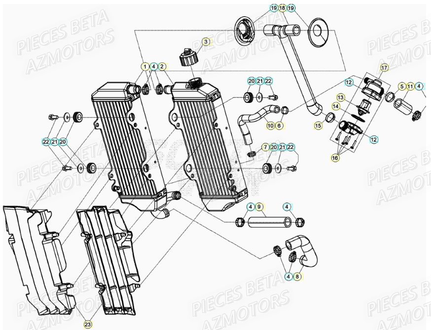 Radiateur AZMOTORS PiÃ¨ces RR 125 RACING 2T - 2022