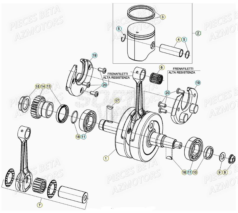 Vilebrequin AZMOTORS PiÃ¨ces RR 125 RACING 2T - 2022