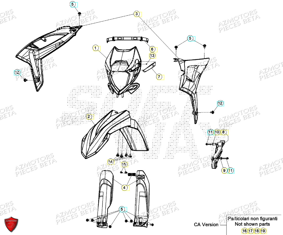 Carenages Avant AZMOTORS PiÃ¨ces Beta RR 125 2T RACING - 2024