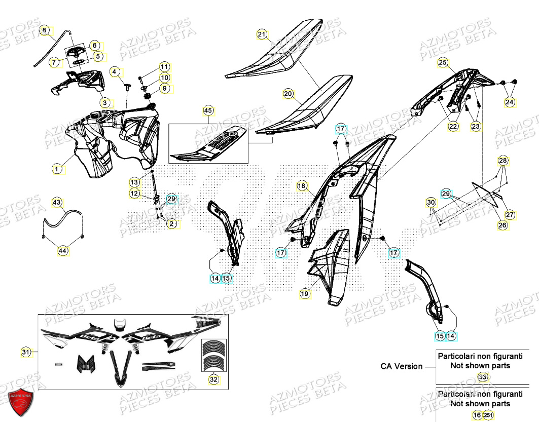 Carenages Reservoir Selle AZMOTORS PiÃ¨ces Beta RR 125 2T RACING - 2024