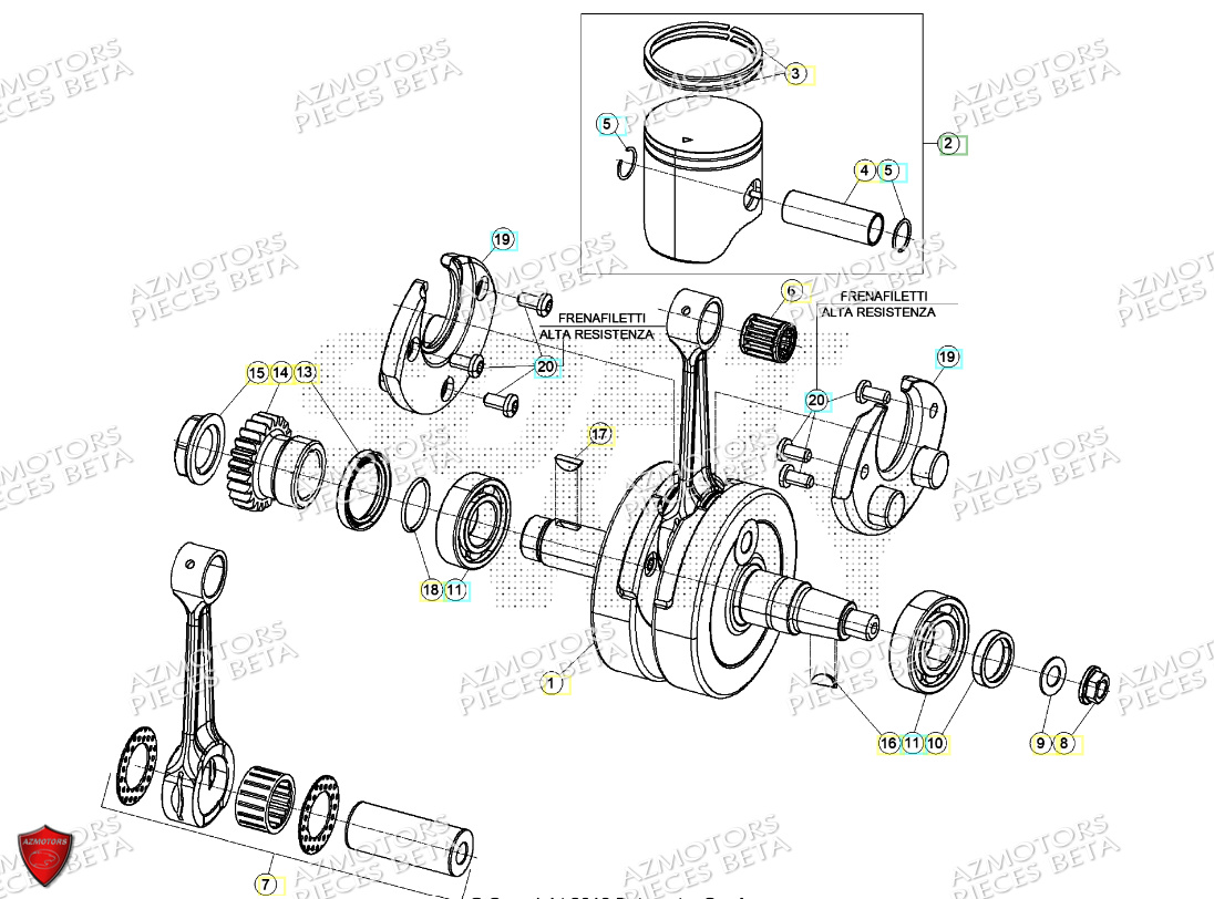 Vilebrequin Piston Contre Arbre AZMOTORS PiÃ¨ces Beta RR 125 2T RACING - 2024