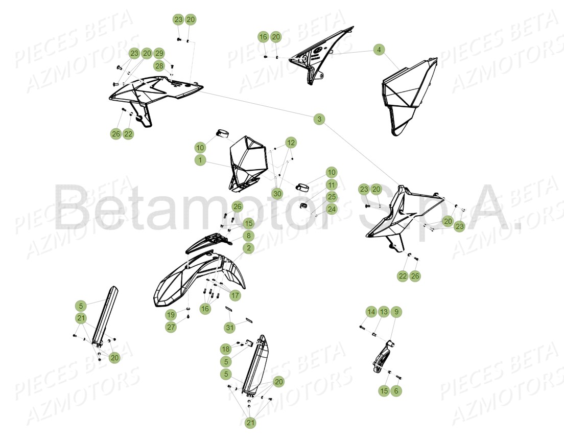 Carenages Avant AZMOTORS Pieces Beta RR 200 2T - 2019