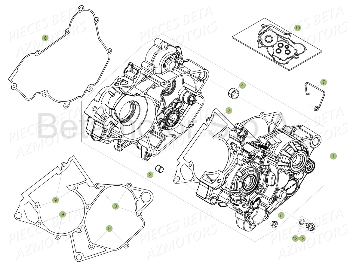 Carter Moteur AZMOTORS Pieces Beta RR 200 2T - 2019