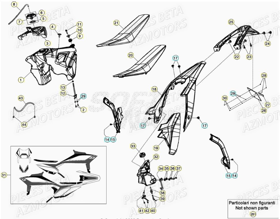 Carenage Arriere AZMOTORS Pieces Beta RR 200 2T - 2020