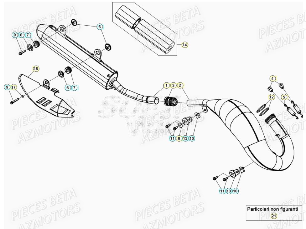 Echappement AZMOTORS Pieces Beta RR 200 2T - 2020