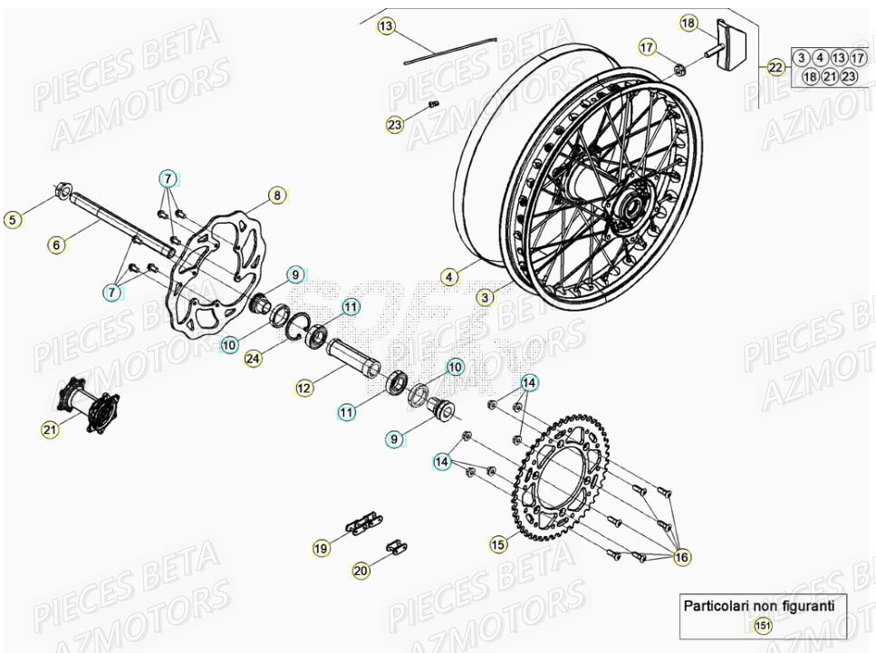 Roue Arriere AZMOTORS Pieces Beta RR 200 2T - 2020