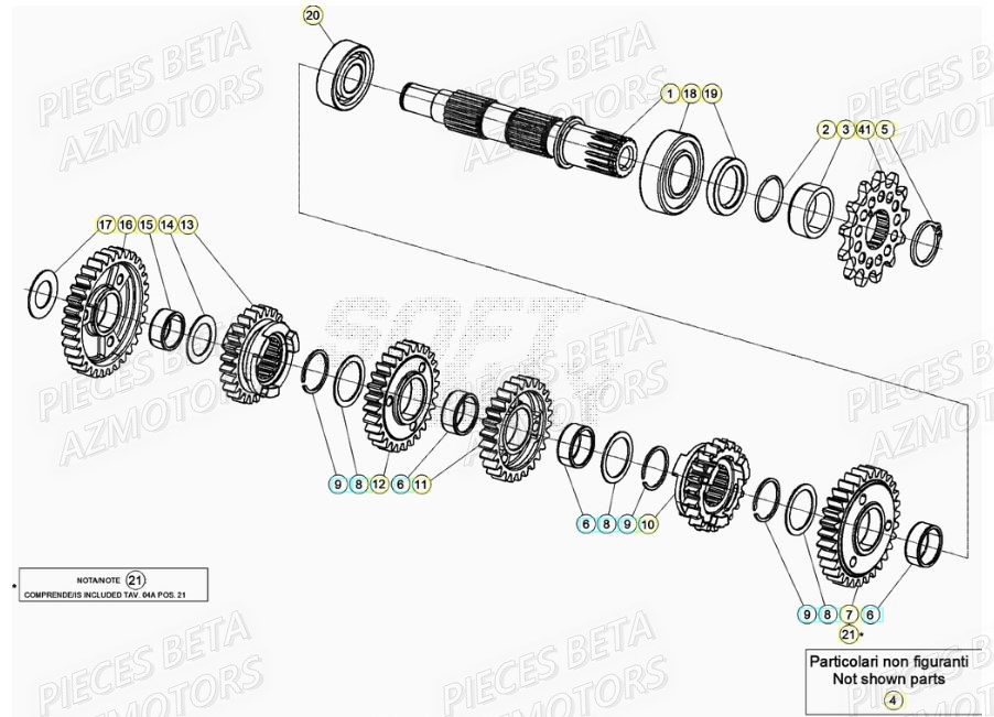 PIGNON DE TRANSMISSION SECONDA IRE - BETA pour TRANSMISSION de RR 200 2T 2020