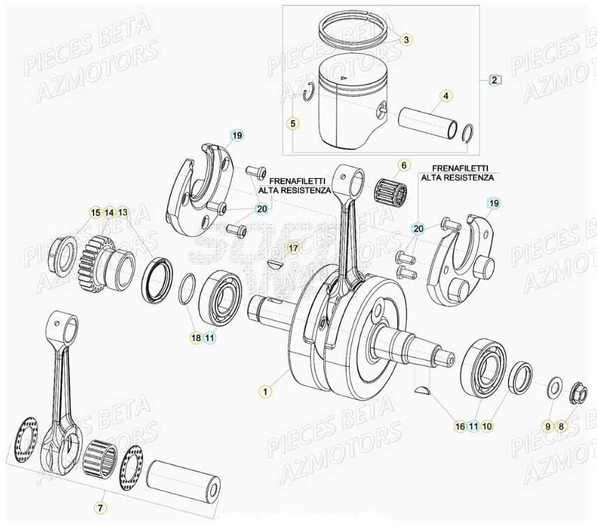 Vilebrequin AZMOTORS Pieces Beta RR 200 2T - 2020