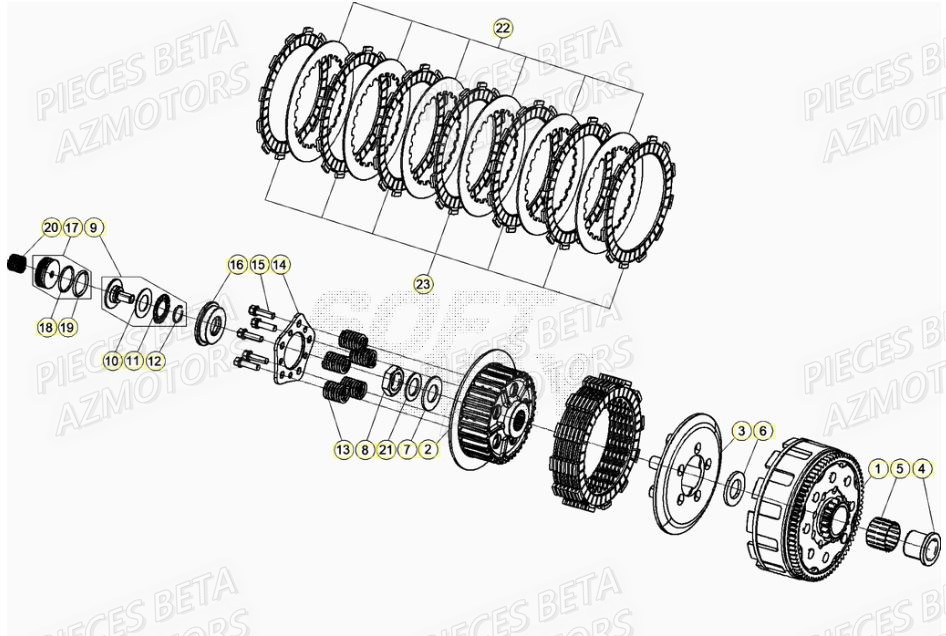 Embrayage AZMOTORS Pieces Beta RR 200 2T - 2021