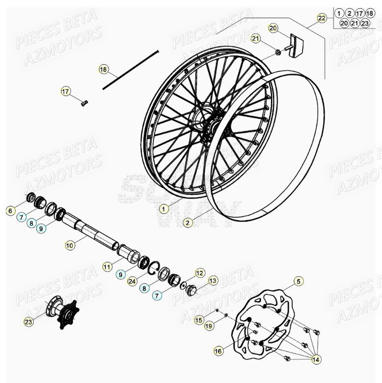 Roue Avant AZMOTORS Pieces Beta RR 200 2T - 2021