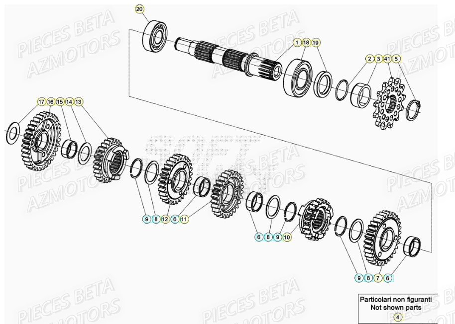 PIGNON DE TRANSMISSION SECONDA IRE - BETA pour TRANSMISSION de RR 200 2T 2021