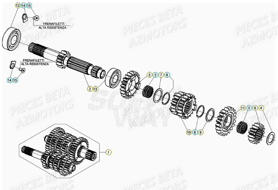 Boite A Vitesses AZMOTORS Pieces Beta RR 200 2T - 2022