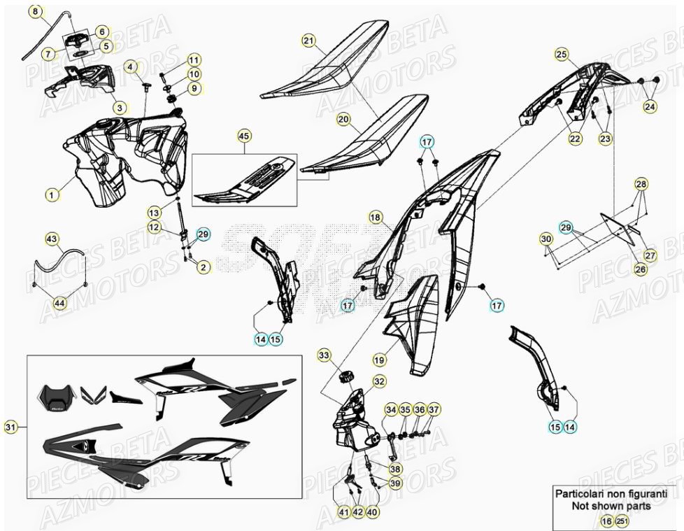 Carenage Arriere AZMOTORS Pieces Beta RR 200 2T - 2022