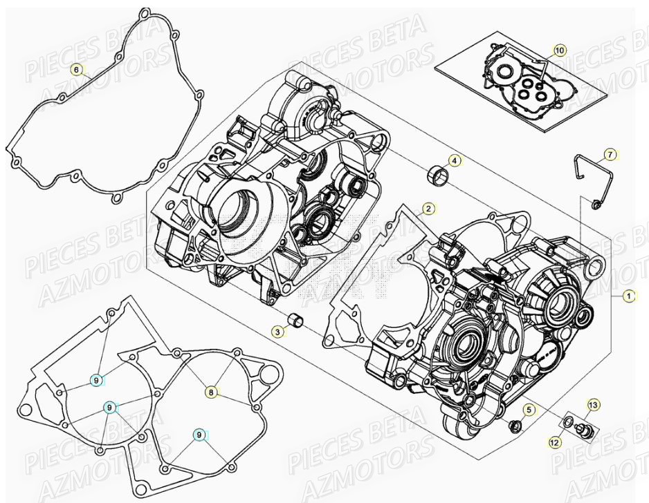 Carter Moteur AZMOTORS Pieces Beta RR 200 2T - 2022