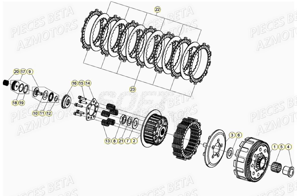 Embrayage AZMOTORS Pieces Beta RR 200 2T - 2022