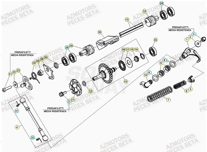 Culbuteur AZMOTORS Pieces Beta RR 200 2T - 2023