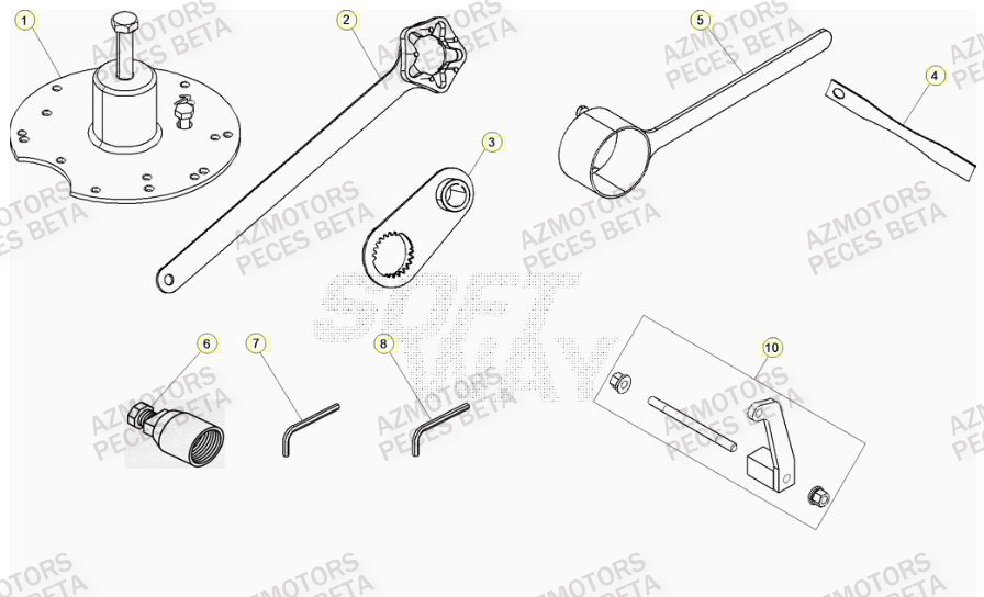 Outils AZMOTORS Pieces Beta RR 200 2T - 2023