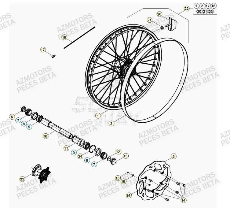 Roue Avant AZMOTORS Pieces Beta RR 200 2T - 2023