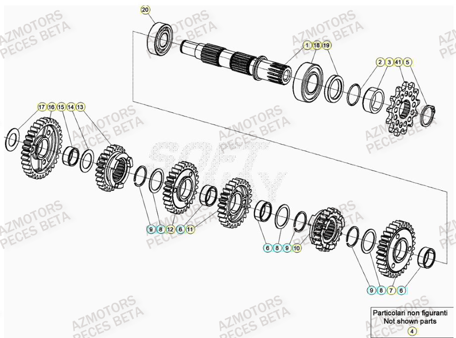 PIGNON DE TRANSMISSION SECONDA IRE - BETA pour TRANSMISSION de RR 200 2T 2023