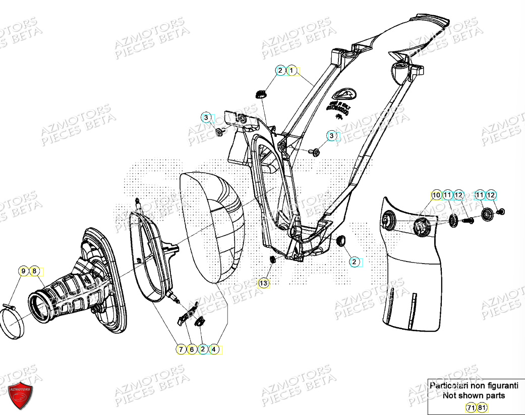 Boitier Du Filtre AZMOTORS Pieces Beta RR 200 2T - 2024