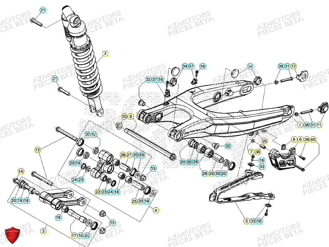 Bras Oscillant AZMOTORS Pieces Beta RR 200 2T - 2024