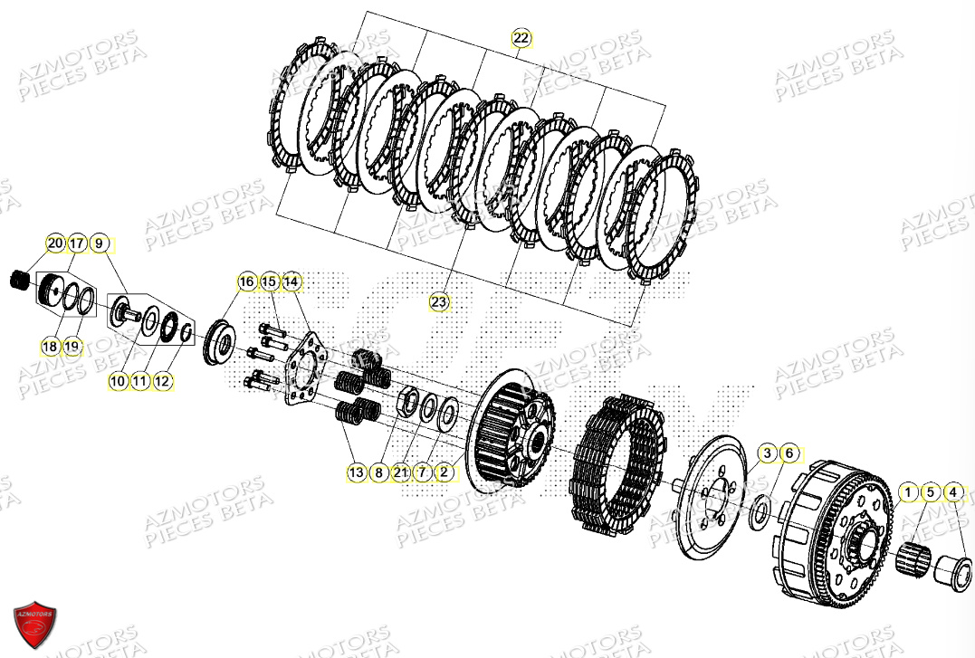 Embrayage AZMOTORS Pieces Beta RR 200 2T - 2024
