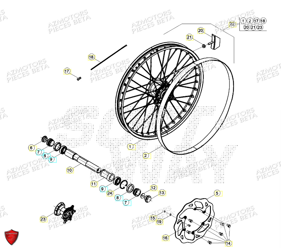 Roue Avant AZMOTORS Pieces Beta RR 200 2T - 2024