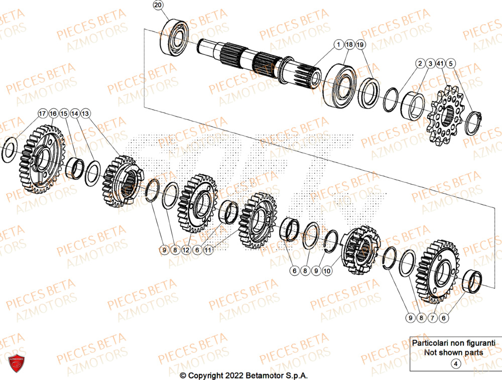 Arbre Secondaire AZMOTORS PiÃ¨ces RR 200 RACE 2T - 2025