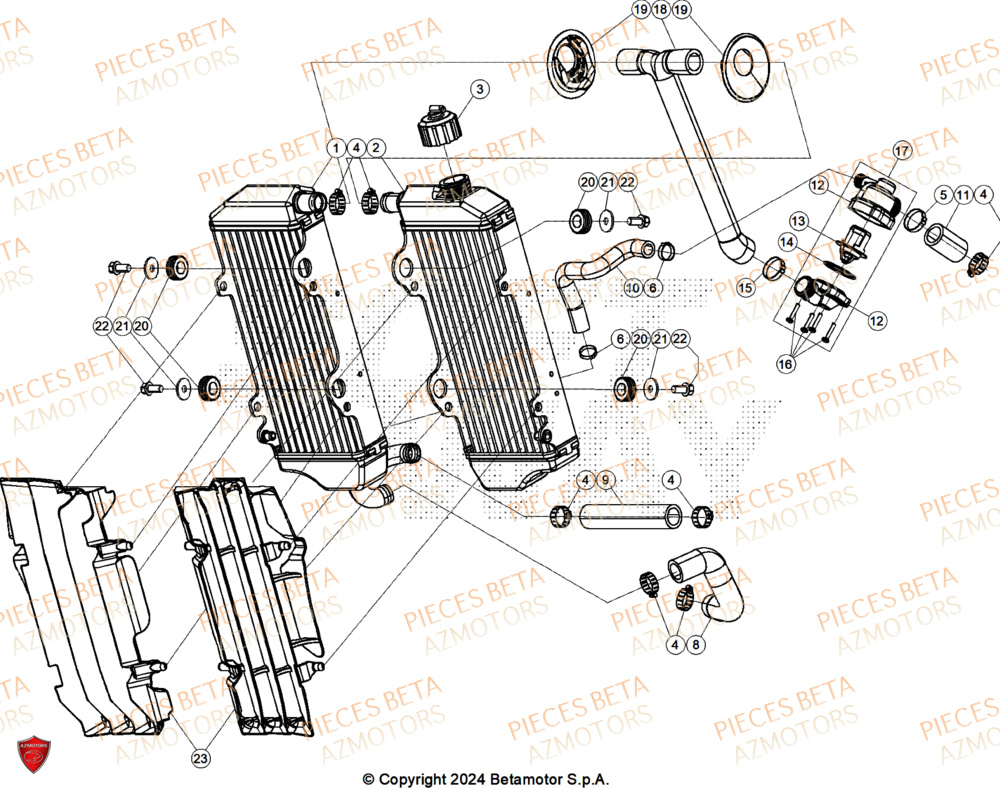 Radiateur AZMOTORS PiÃ¨ces RR 200 RACE 2T - 2025